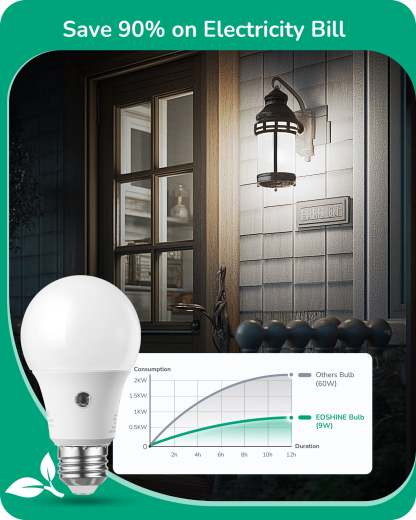 EDISHINE Dusk to Dawn 9W (60W Equivalent) A19 Non-Dimmable Light Bulb (4 Pack)-HLBA19K-B2B