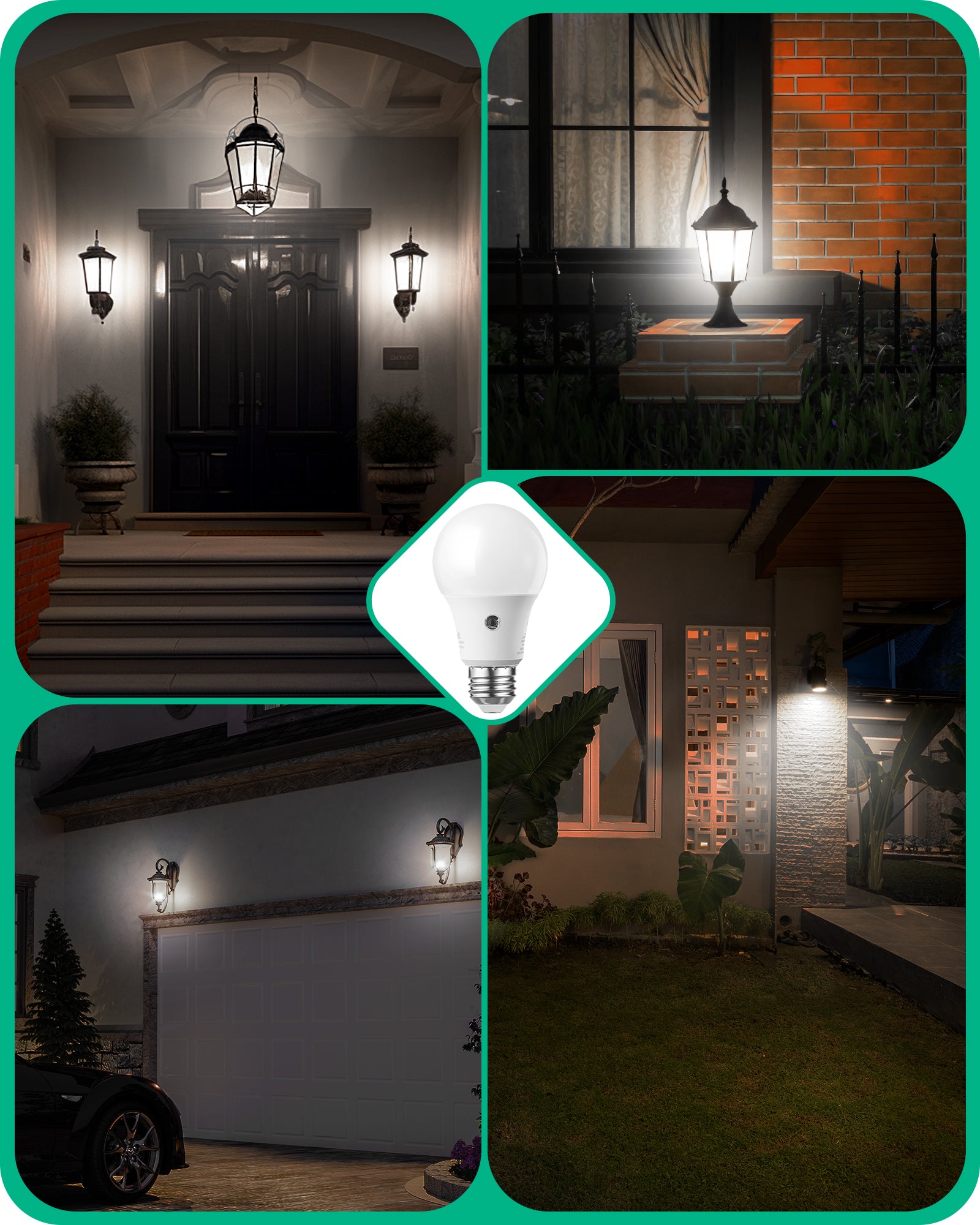 EDISHINE Dusk to Dawn 9W (60W Equivalent) A19 Non-Dimmable Light Bulb (4 Pack)-HLBA19K-B2B