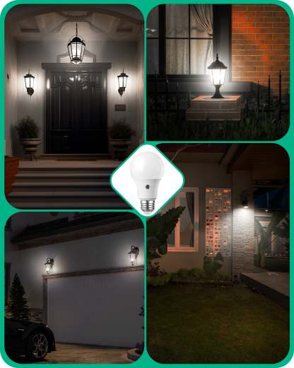 EDISHINE Dusk to Dawn 9W (60W Equivalent) A19 Non-Dimmable Light Bulb (4 Pack)-HLBA19K-B2B