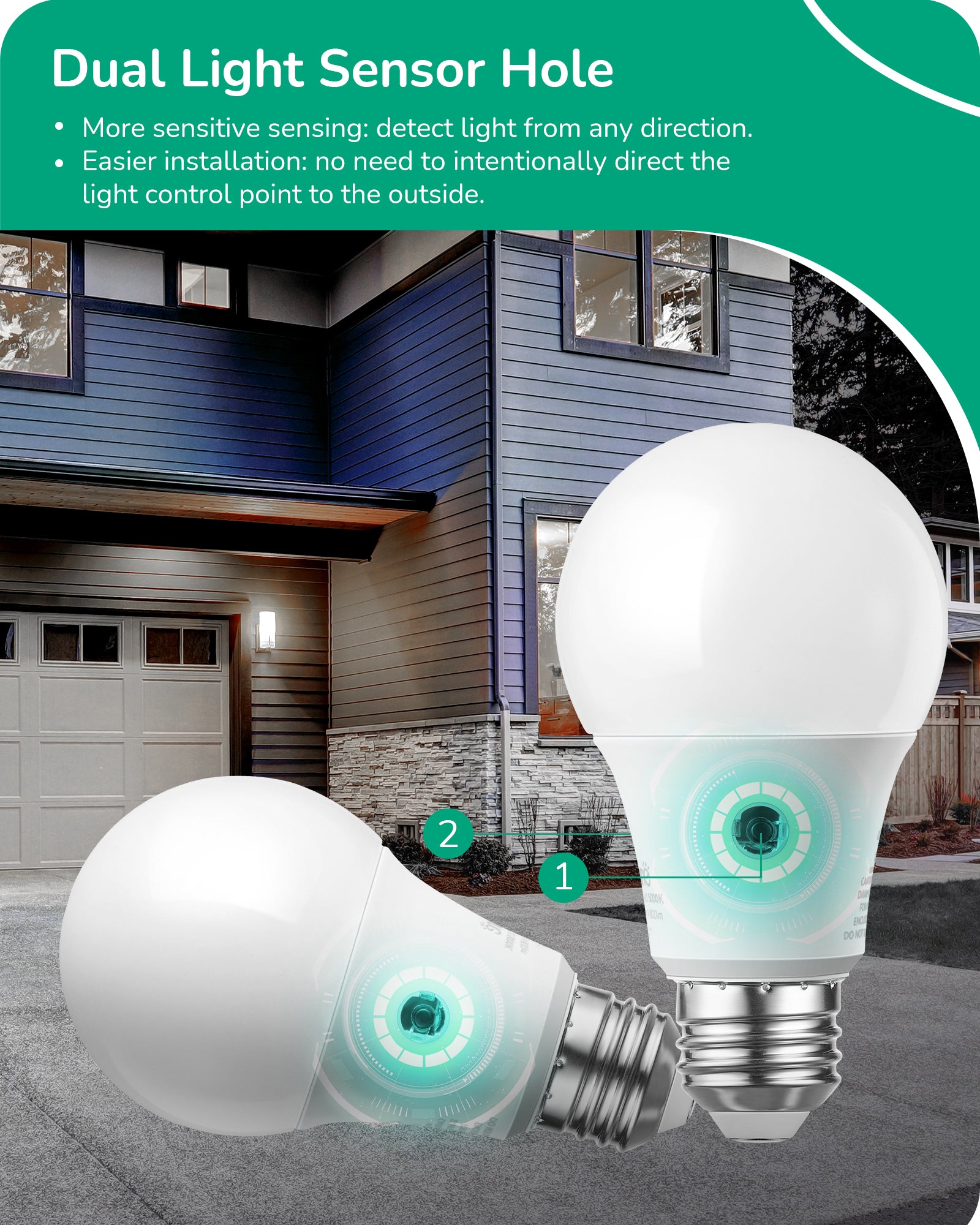 EDISHINE Dusk to Dawn 9W (60W Equivalent) A19 Non-Dimmable Light Bulb (4 Pack)-HLBA19K-B2B