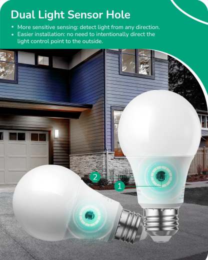 EDISHINE Dusk to Dawn 9W (60W Equivalent) A19 Non-Dimmable Light Bulb (4 Pack)-HLBA19K-B2B