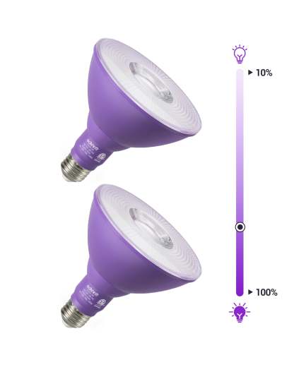EDISHINE PAR38 Dimmable 18W(120W Equivalent) E26 Base Purple Flood Light Bulb, 2 Pack-HLBP38B