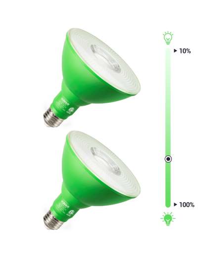 EDISHINE 18W Dimmable Green Flood Light Bulbs (2 Pack)-HLBP38E