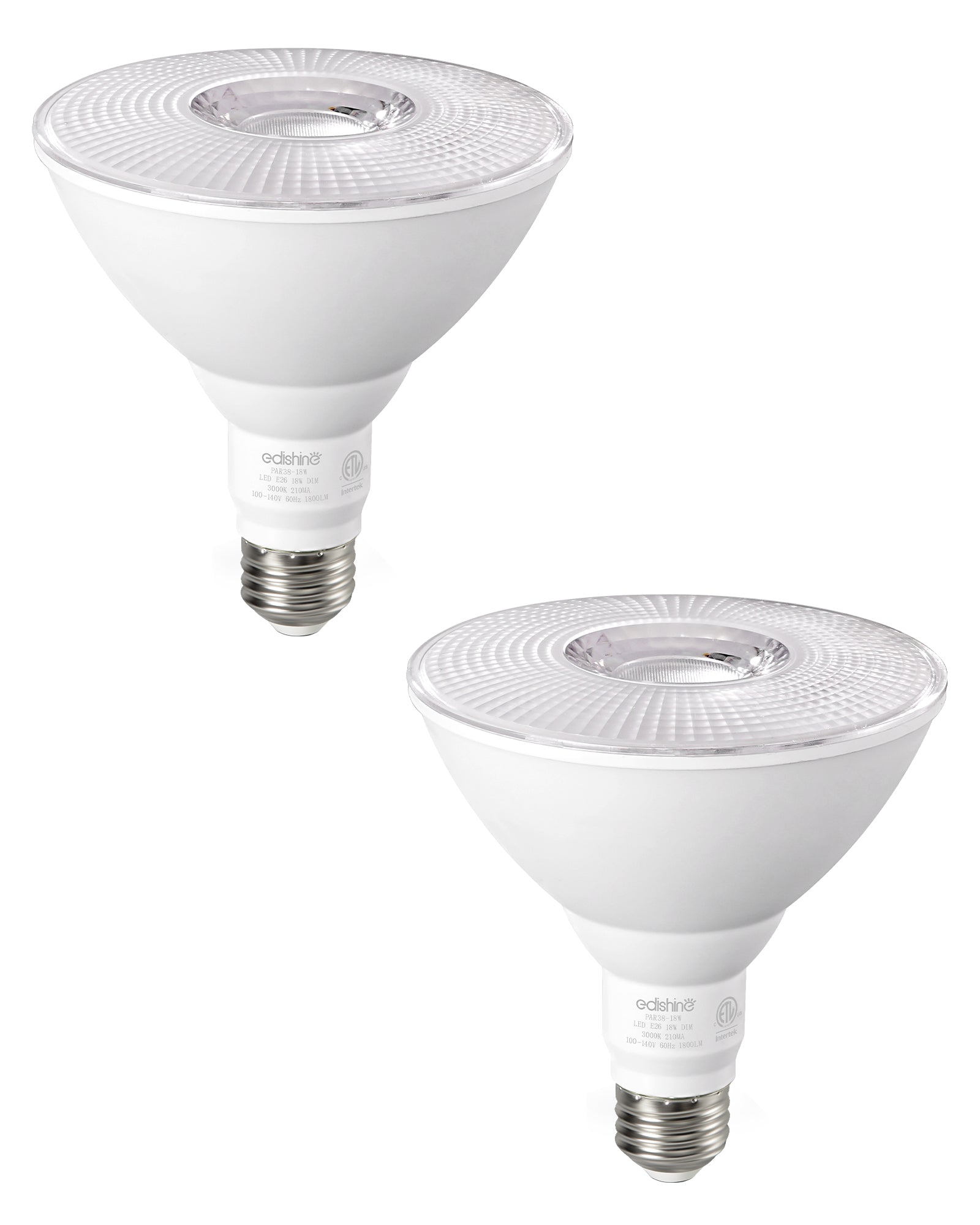 EDISHINE 3000K Warm Light 1800LM LED PAR38 Dimmable Flood Light Outdoor Bulb 2 Pack, 18W (120W Equivalent)-HLBP38F