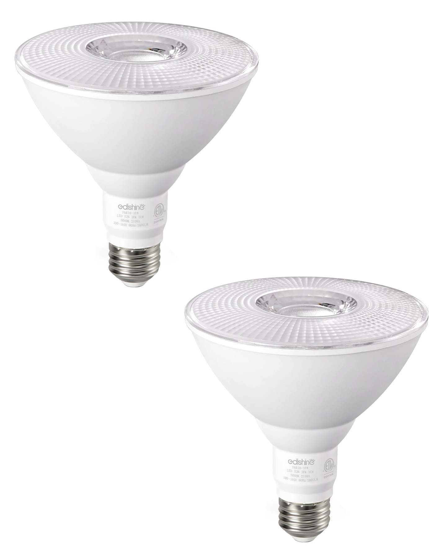 EDISHINE LED PAR38 Flood Light Outdoor Bulb 2 Pack, 18W (120W