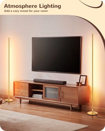 EDISHINE 57.5" Dimmable  Gold LED Corner Floor Lamp, 7 Color Temperature-F1HLFL02Q