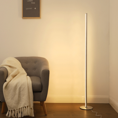 EDISHINE 57.5" Minimalist RGBW LED Corner Dimmable Floor Lamp with Remote, Gold-HLFL02R