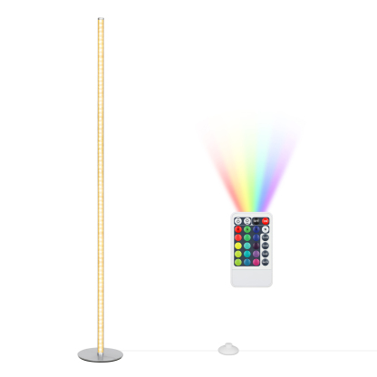 EDISHINE 57.5" Minimalist RGBW LED Corner Dimmable Floor Lamp with Remote, Gold-HLFL02R