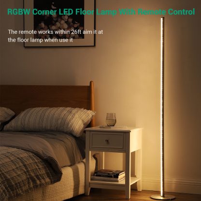 EDISHINE 57.5" Minimalist RGBW LED Corner Dimmable Floor Lamp with Remote, Gold-HLFL02R