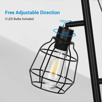 EDISHINE 3-Light Tree Floor Lamp with Adjustable Rotation Heads, E26 Base-HLFL03C