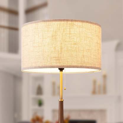 EDISHINE 62 inch Mid-Century Modern Floor Lamps for Living Room, Retro Floor Lamps, Contemporary Wooden Standing Lamp with Chain Switch,Gold-HLFL09B