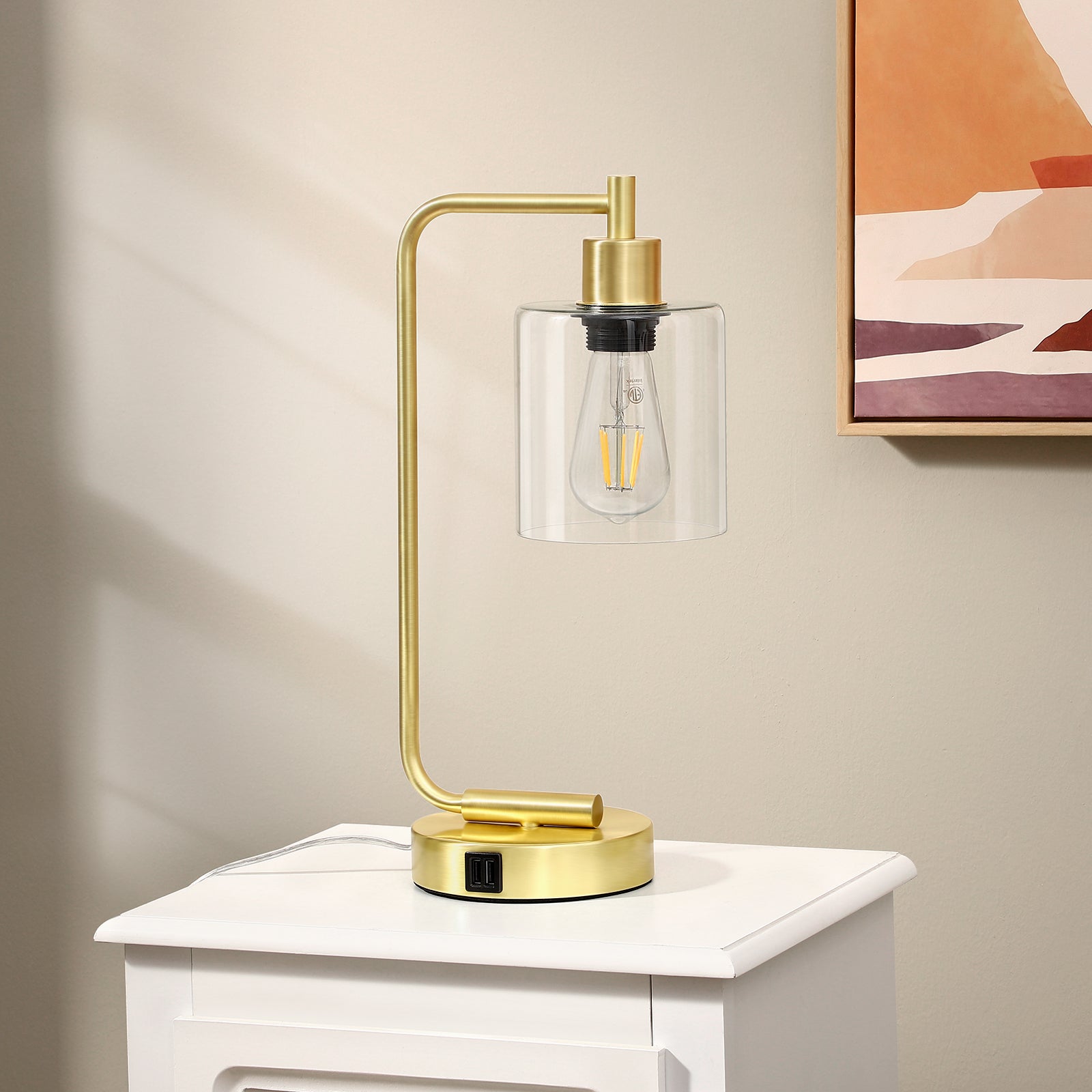 EDISHINE 16.3" Dimmable Table Lamp,USB,Touch Control-HLTL02F1