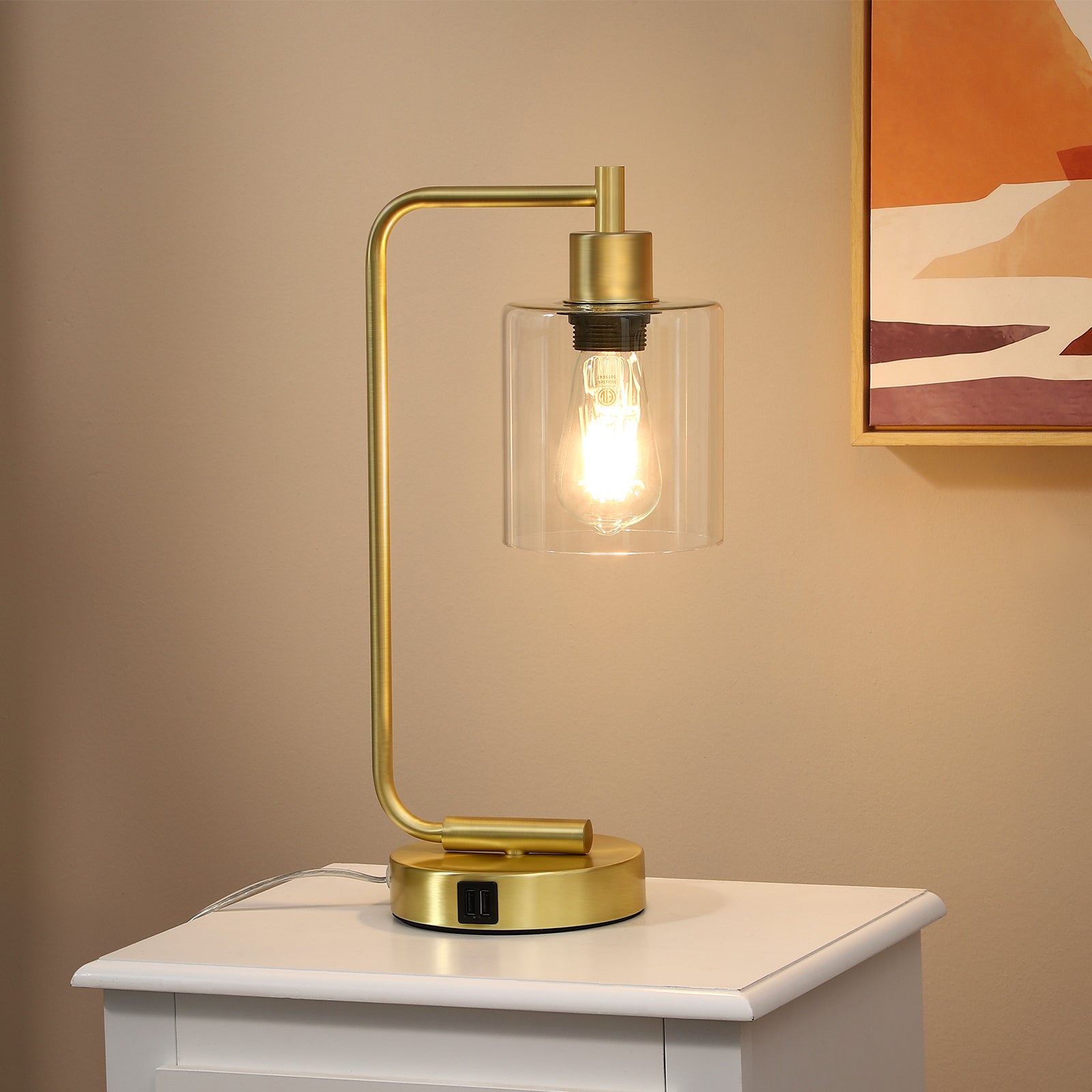 EDISHINE 16.3" Dimmable Table Lamp,USB,Touch Control-HLTL02F1