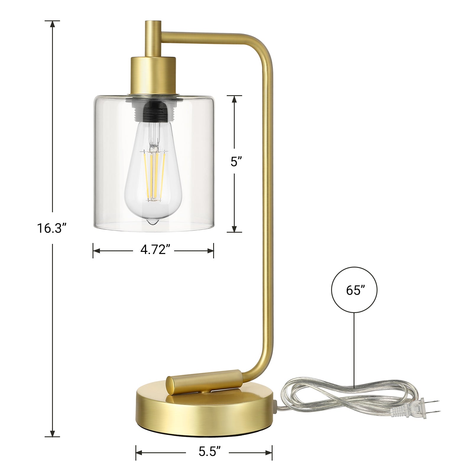 EDISHINE 16.3" Dimmable Table Lamp,USB,Touch Control-HLTL02F1