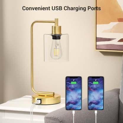 EDISHINE 16.3" Dimmable Table Lamp,USB,Touch Control-HLTL02F1