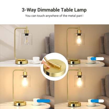 EDISHINE 16.3" Dimmable Table Lamp,USB,Touch Control-HLTL02F1