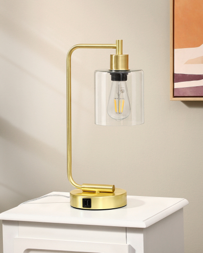 EDISHINE 16.3" Dimmable Table Lamp,USB,Touch Control-HLTL02F1
