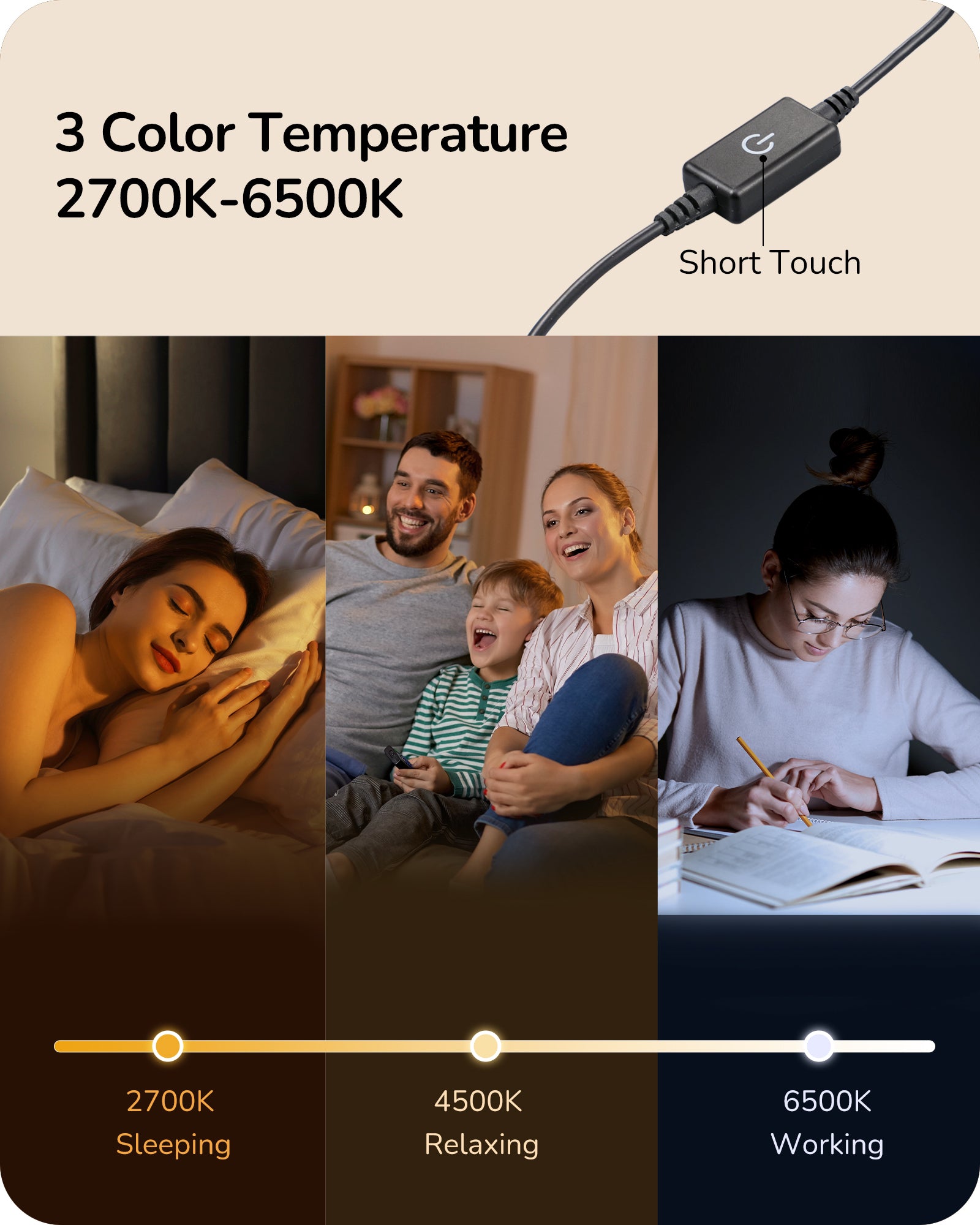EDISHINE Modern Stepless Dimmable LED Table Lamp, Matte Black (2 Pack)-HLTL22K