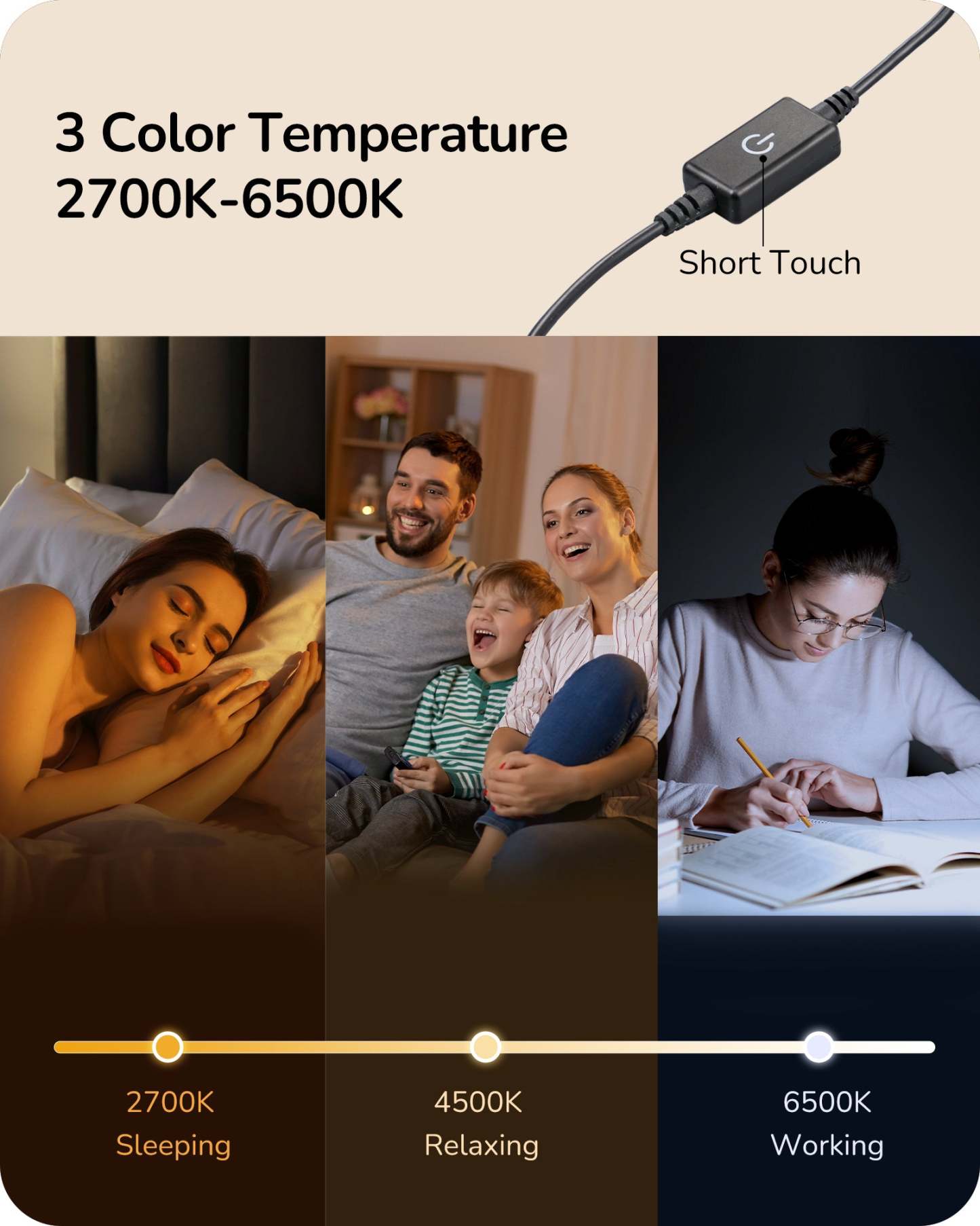 EDISHINE Modern Stepless Dimmable LED Table Lamp, Matte Black (2 Pack)-HLTL22K