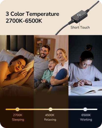 EDISHINE Modern Stepless Dimmable LED Table Lamp, Matte Black (2 Pack)-HLTL22K
