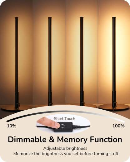 EDISHINE Modern Stepless Dimmable LED Table Lamp, Matte Black (2 Pack)-HLTL22K