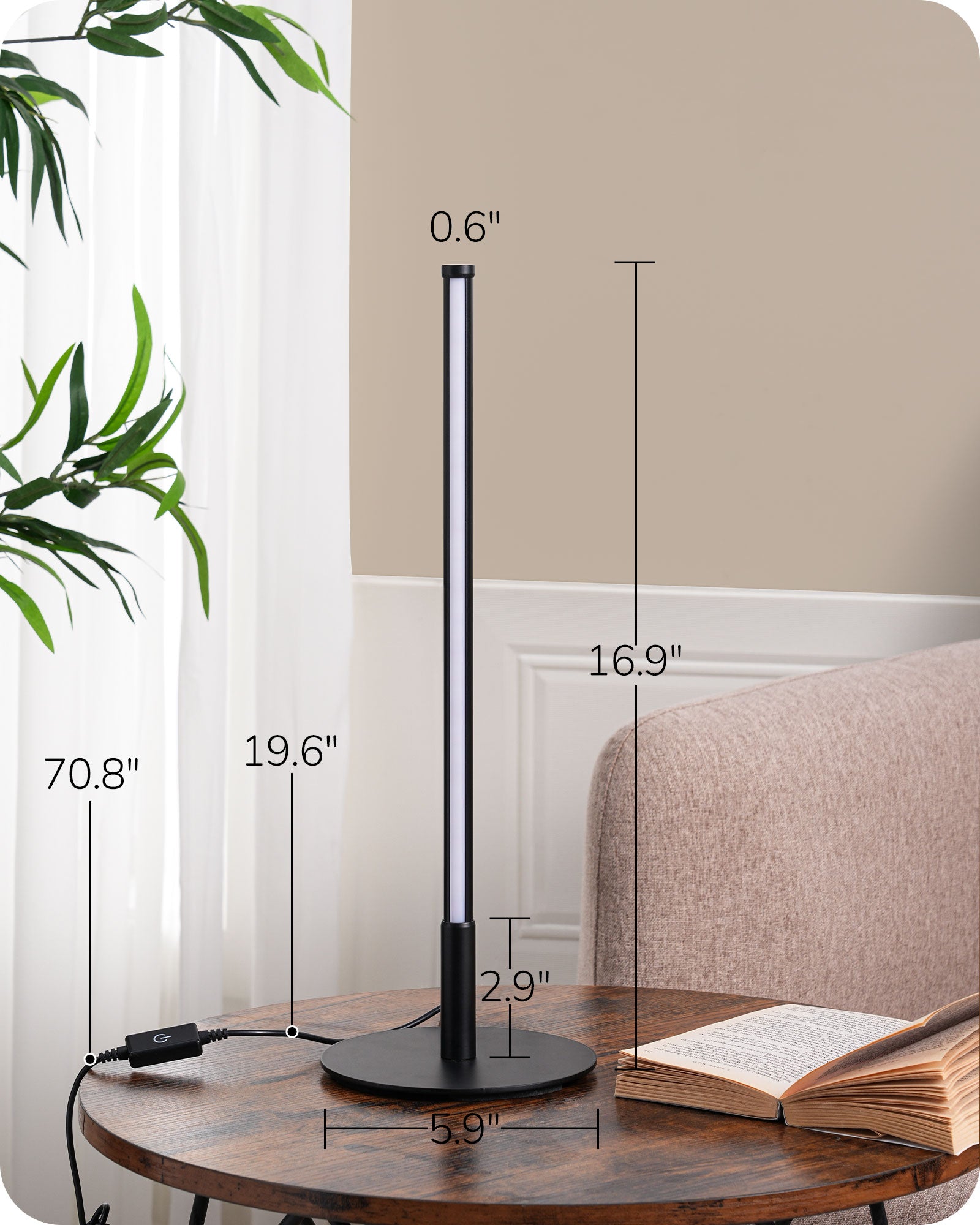 EDISHINE Modern Stepless Dimmable LED Table Lamp, Matte Black (2 Pack)-HLTL22K