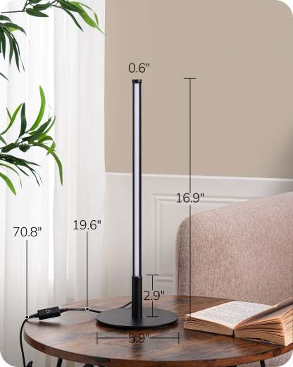 EDISHINE Modern Stepless Dimmable LED Table Lamp, Matte Black (2 Pack)-HLTL22K