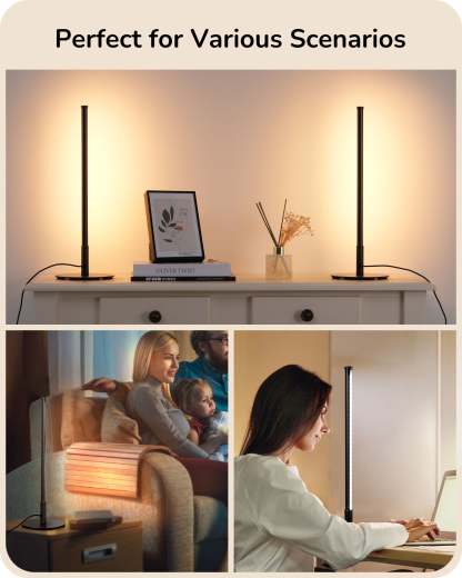 EDISHINE Modern Stepless Dimmable LED Table Lamp, Matte Black (2 Pack)-HLTL22K
