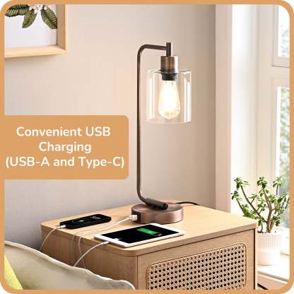 EDISHINE Dimmable Table Lamp with USB,Touch Control-HLTL02T