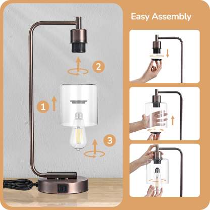 EDISHINE Dimmable Table Lamp with USB,Touch Control-HLTL02T