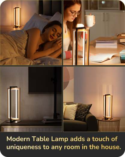 EDISHINE Dual-Frame Rectangle Stepless Dimmable LED Table Lamp, 3000K 4500K 6000K 750LM-HLTL02U