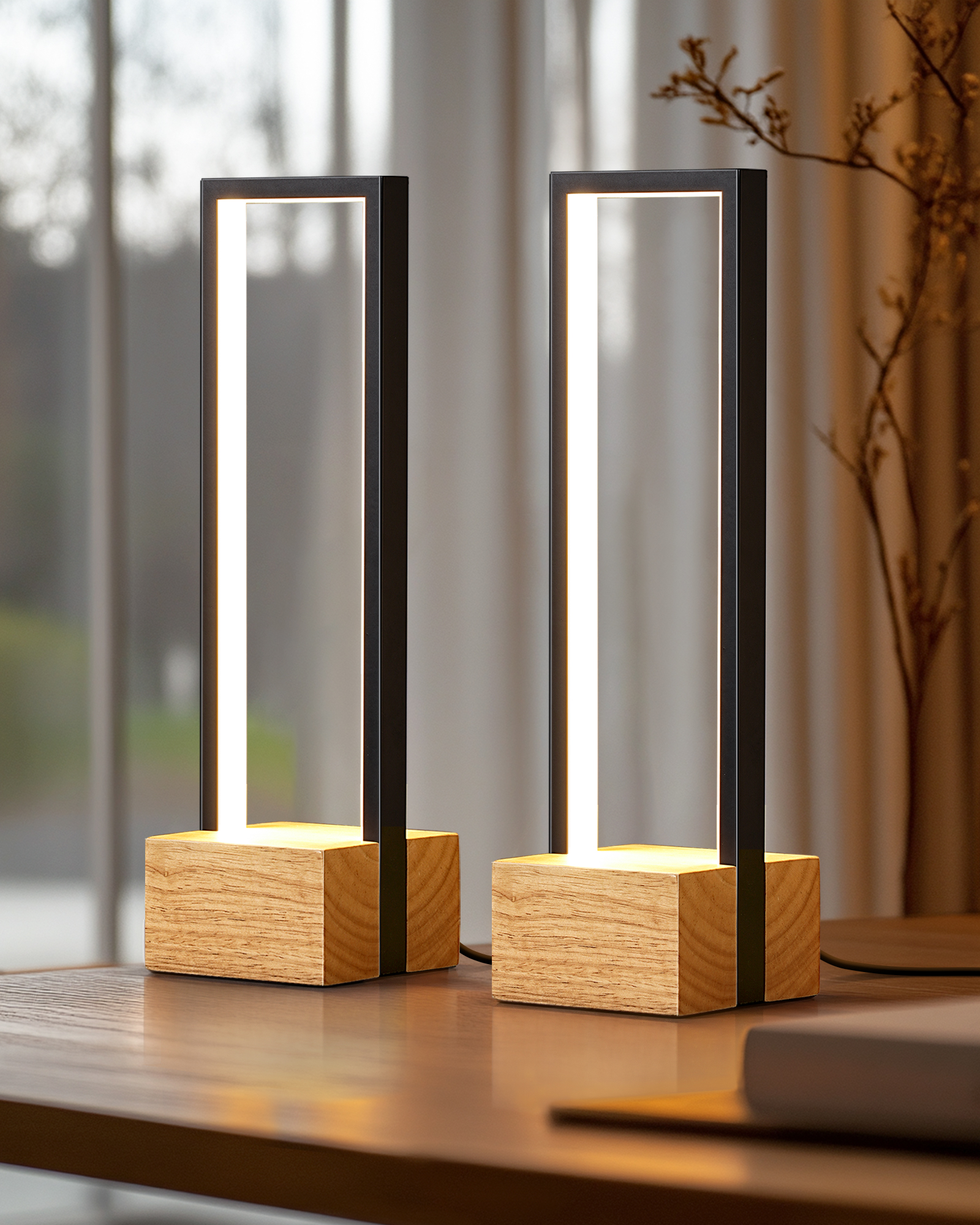 EDISHINE 2 Pack MAX 350LM Dimmable LED Table Lamp with 3 Colors Temperature-ZHLTL02X2