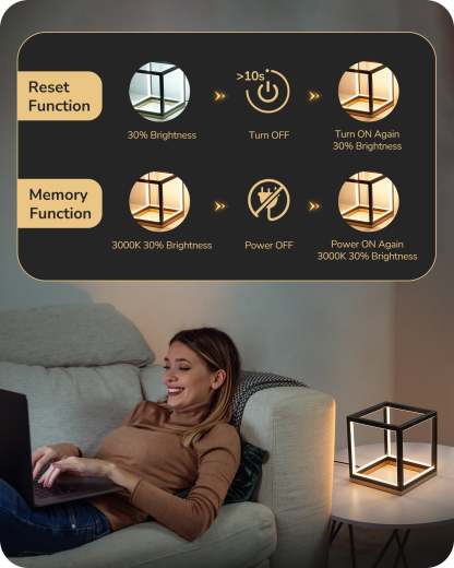 EDISHINE Black Gold Square Geometric LED Table Lamp-HLTL02Y