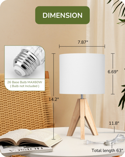 EDISHINE Wood Tripod Table Lamp-HLTL05F1
