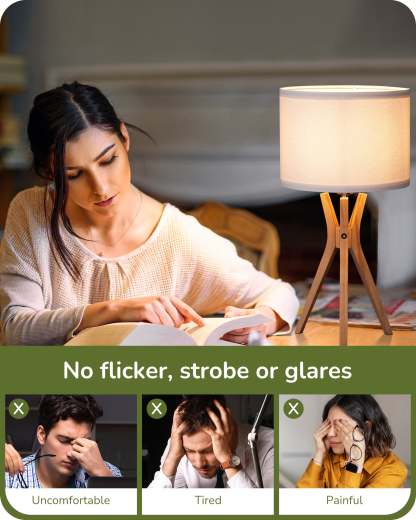 EDISHINE 17.5" White Linen Modern Tripod Table Lamp-HLTL05V