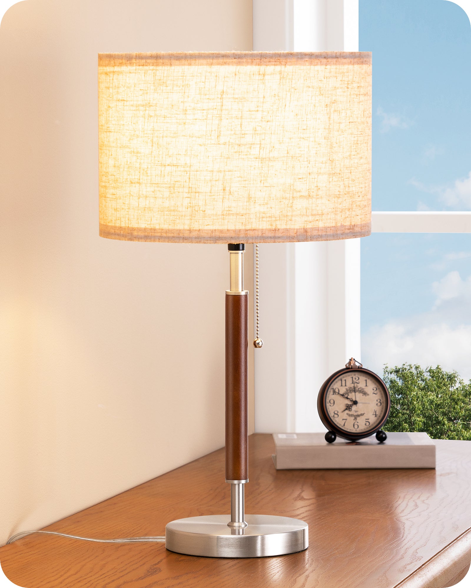 EDISHINE Mid Century Table Lamp, E26 Base, Retro, Metal Base-HLTL05X-B2B