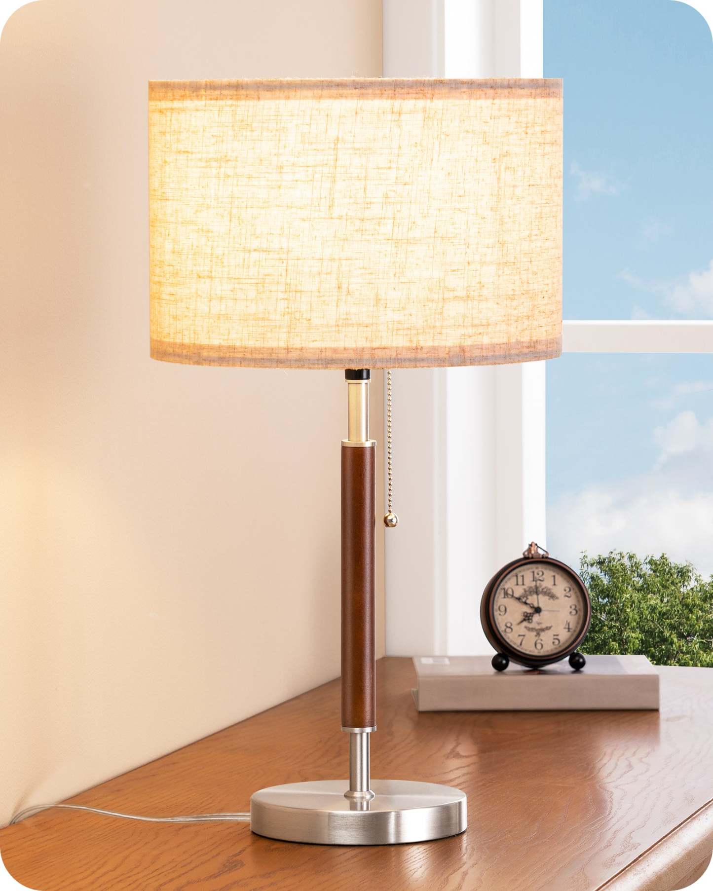 EDISHINE Mid Century Table Lamp, E26 Base, Retro, Metal Base-HLTL05X-B2B