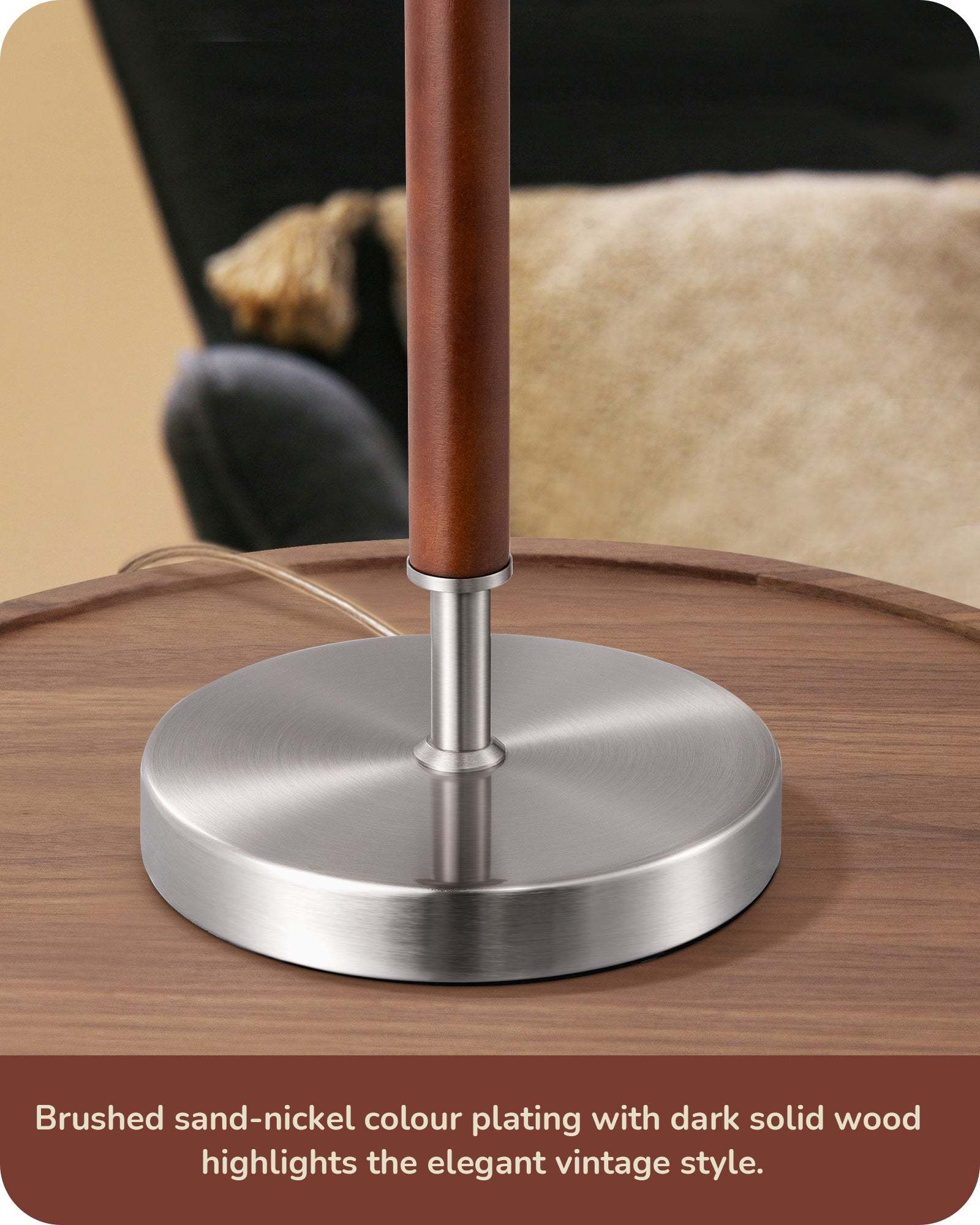 EDISHINE Mid Century Table Lamp, E26 Base, Retro, Metal Base-HLTL05X-B2B