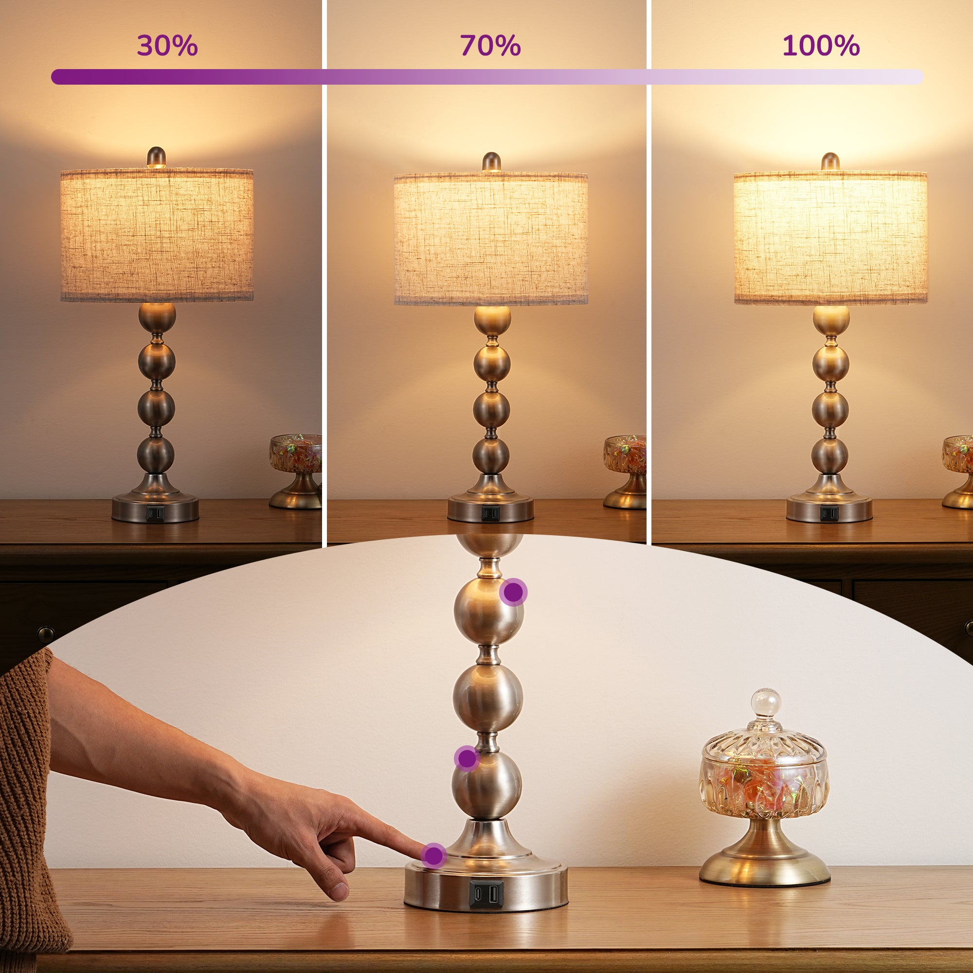 EDISHINE Metal USB Table Lamp-HLTL06H