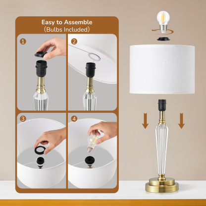 EDISHINE Dimmable Crystal Table Lamp With Touch Control-HLTL06J