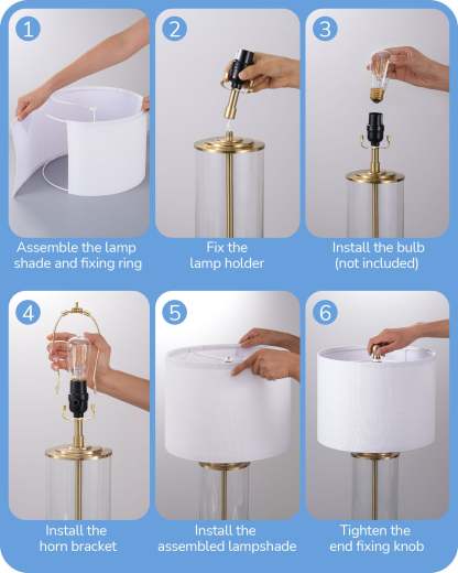 EDISHINE 23.6IN Glass Table Lamp DIY Fillable Base-HLTL07A