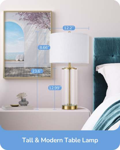 EDISHINE 23.6IN Glass Table Lamp DIY Fillable Base-HLTL07A