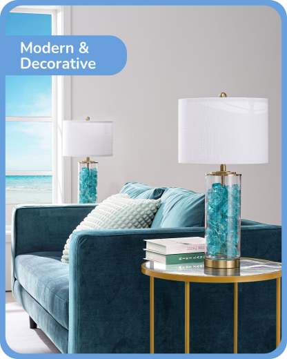 EDISHINE 23.6IN Glass Table Lamp DIY Fillable Base-HLTL07A