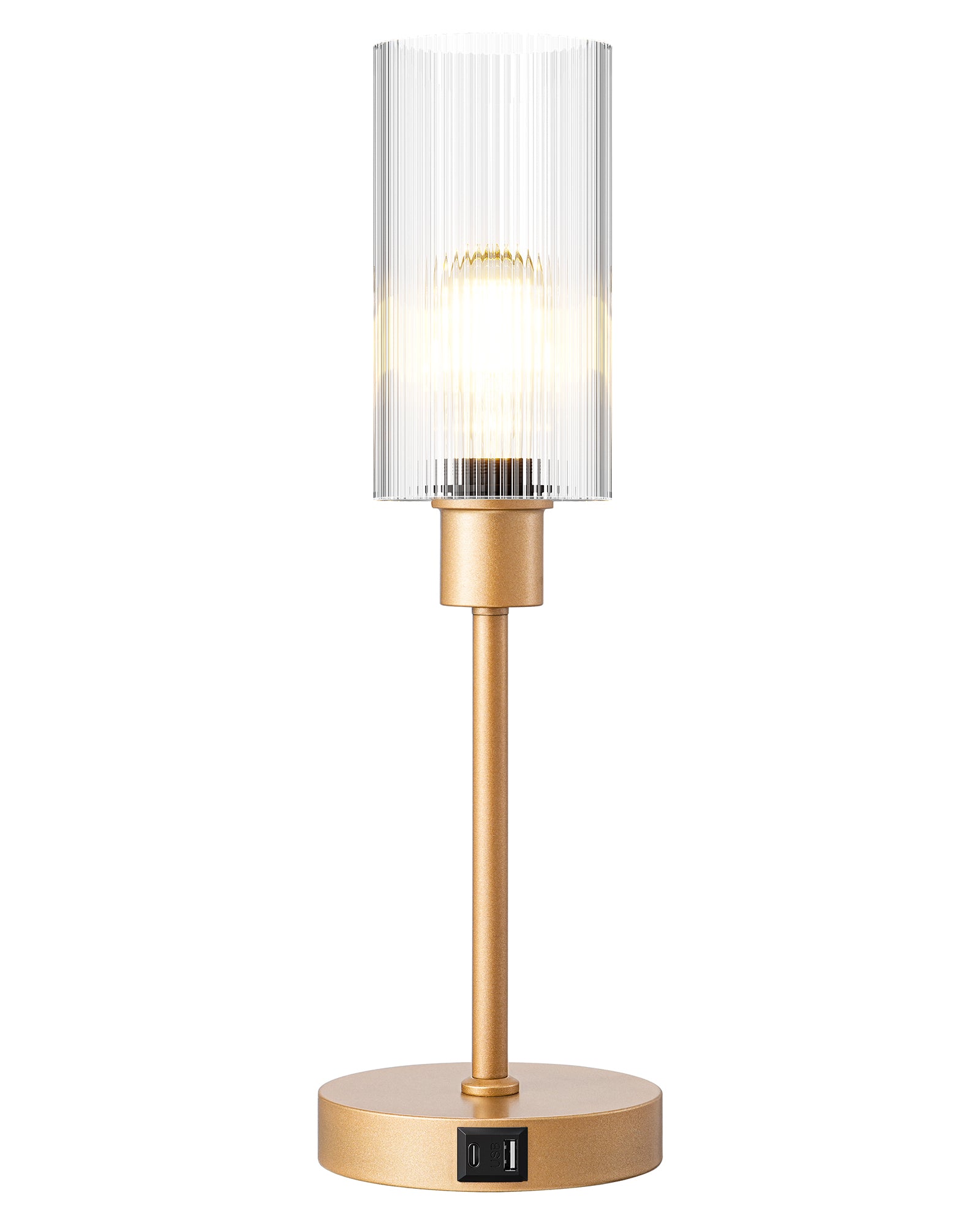 EDISHINE Bedside Lamp, Touch Control, USB C+A Charging Ports, 3 Way Dimmable, Gold-HLTL08D-B2B
