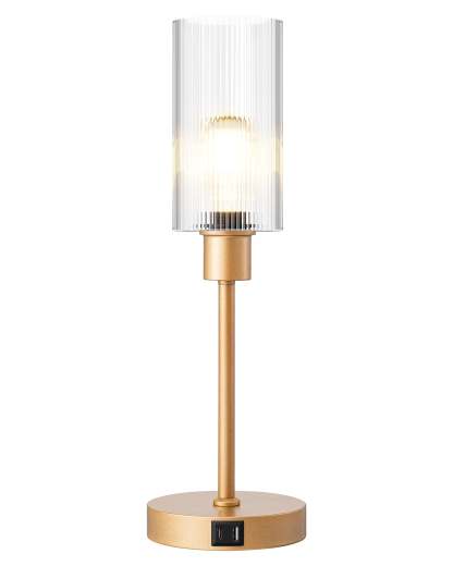 EDISHINE Bedside Lamp, Touch Control, USB C+A Charging Ports, 3 Way Dimmable, Gold-HLTL08D-B2B