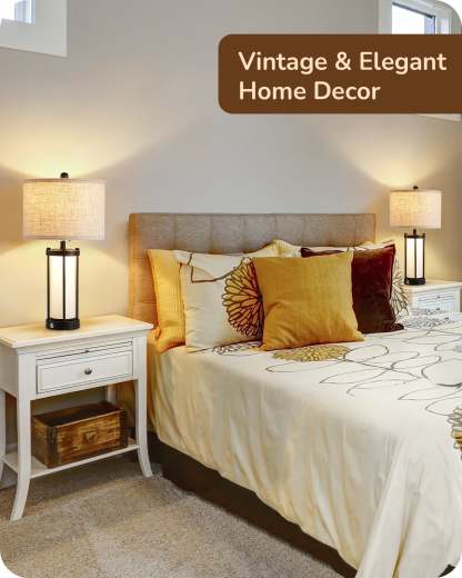 EDISHINE 22.44" 3 Way Dimmable Touch Control Table Lamps with Night Light (2 Pack)-HLTL09A-B2B