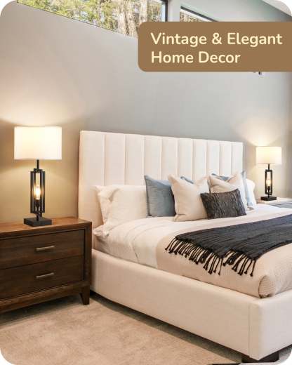 EDISHINE 25.6" 3-Way Dimmable Farmhouse Table Lamp with Night Light (2 Pack)-HLTL09C