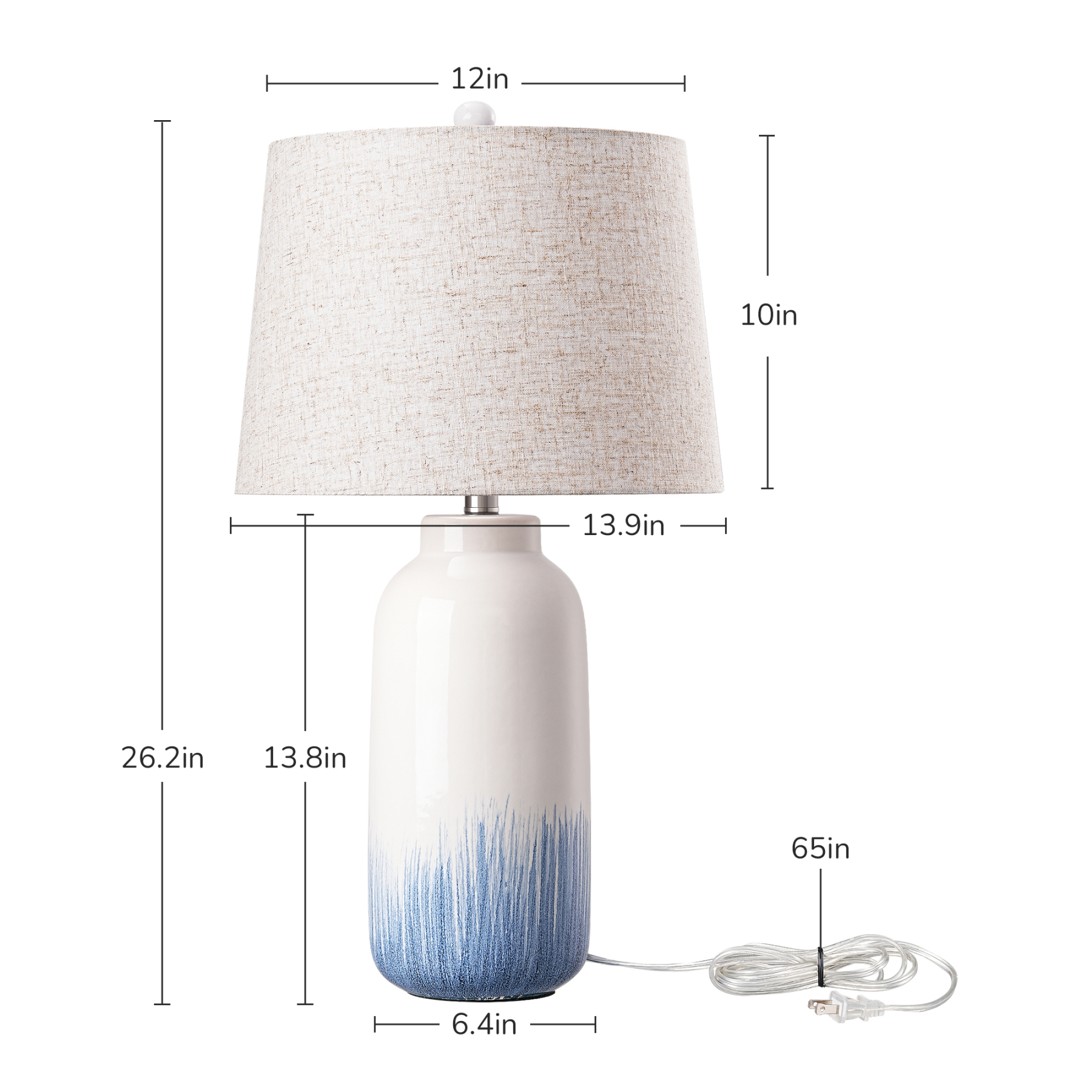 EDISHINE 26.2'' Ceramic Table Lamp-HLTL10B