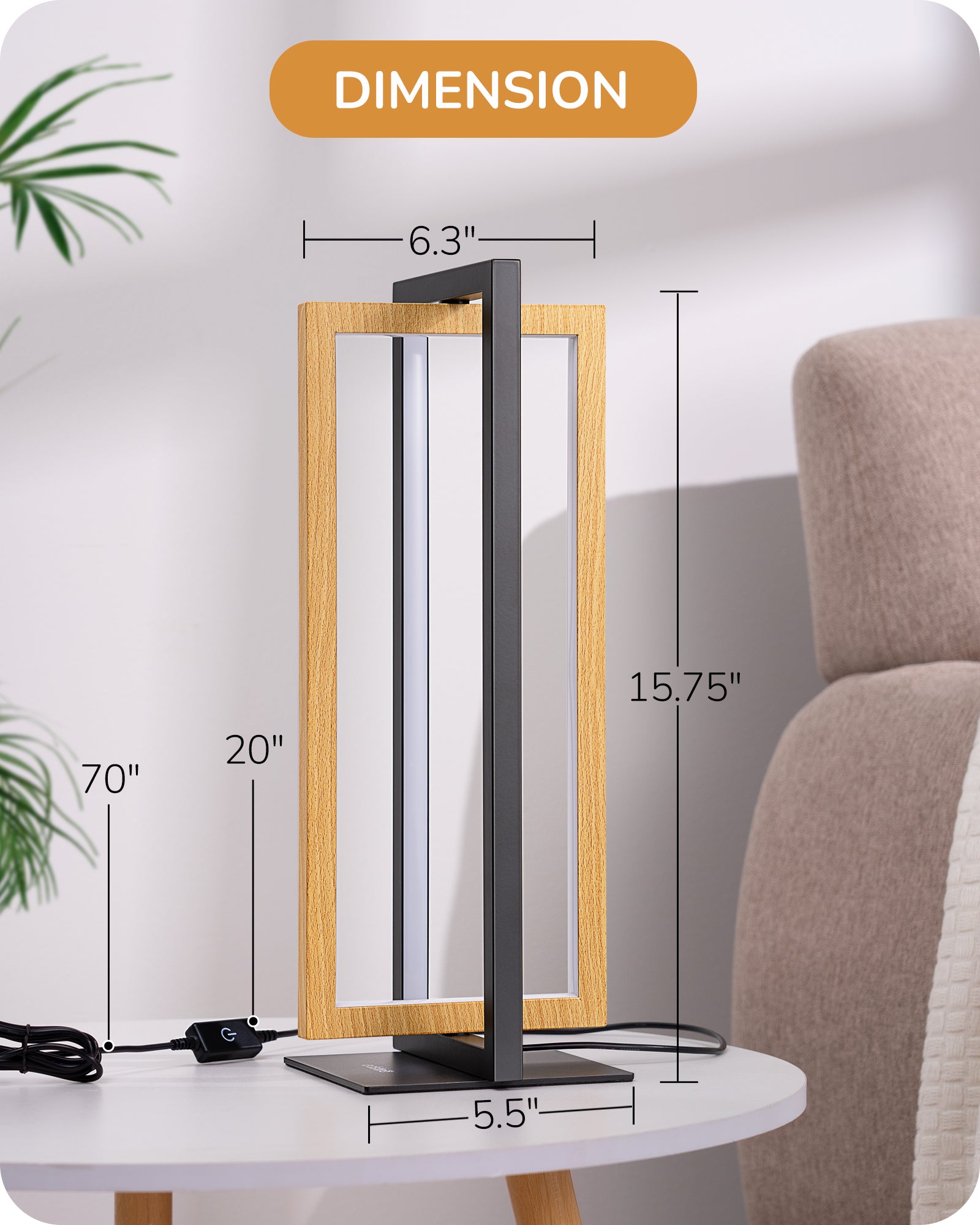 EDISHINE Minimalist  Stepless Dimmable LED Table Lamp with 3 Color Temperature-HLTL12D