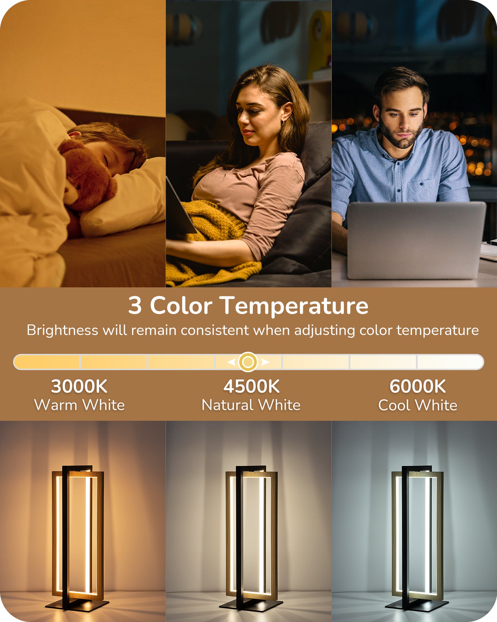 EDISHINE Stepless Dimmable LED Table Lamp with 3 Color Temperature-HLTL12E